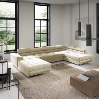 Sedací souprava Eka Rohová sedačka BEN U, 347 cm Barva látky: MONOLITH 02 (Krémově bílá)