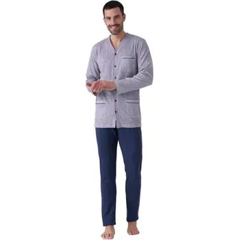 Pánské pyžamo Pánské pyžamo Karelpiu KF7113 tm.modrá L