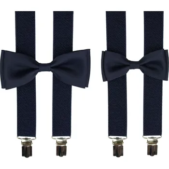 Kšandy Tmavě modrý set kšandy s motýlkem pro tátu a syna