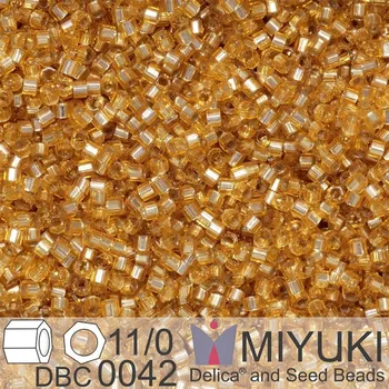 Korálek Korálky Miyuki Delica (fazetované) 11/0. Barva Silverlined Gold Cut DBC0042. Balení 5g.
