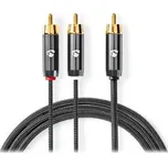 NEDIS PROFIGOLD audio kabel k subwooferu/ RCA zástrčka - 2x RCA zástrčka/ bavlna/ šedý/ BOX/ 3m