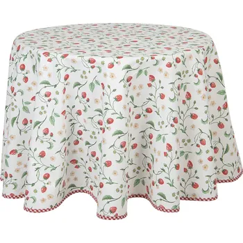 ubrus Kulatý bavlněný ubrus s motivem lesních jahod Wild Strawberries – Ø 170 cm