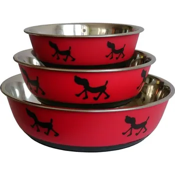 Miska pro psa Nerezová miska 400ml s potiskem S (červená)