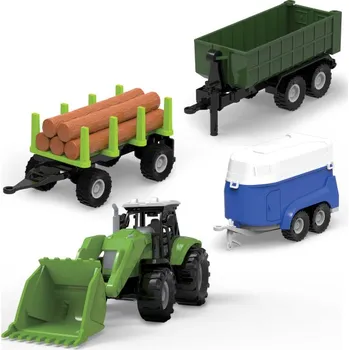 autíčko FARM SERVICE - SET Traktor s nakladačem, dvěma valníky a přívěsem se světly a zvuky