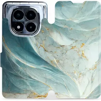 Flipové pouzdro Mobiwear - Xiaomi Redmi Note 14 Pro 5G - VP34S Zelenkavý a zlatavý mramor (Knížkové flip pouzdro, obal, kryt na mobil Xiaomi Redmi Note 14 Pro 5G - VP34S Zelenkavý a zlatavý mramor, materiál Umělá kůže + TPU - ochrana 360°, stojánek,)