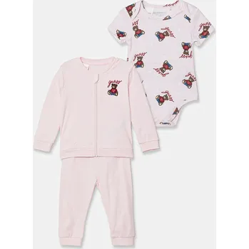 Kojenecká souprava Bavlněná tepláková souprava pro miminka Guess H6RW02.KA6W4.PPY2.G růžová 30X, vel. 62-68