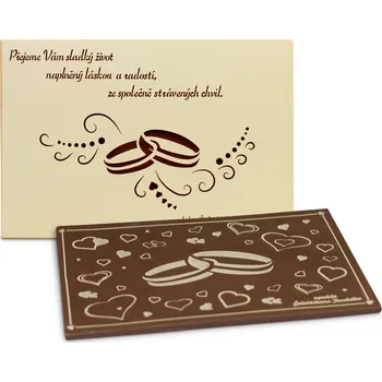 Čokoláda Čokoládovna Troubelice Čokoláda SVATBA - béžová prstýnky, 120g Varianta: hořká 75%