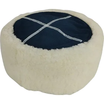 Klobouk ARMÁDNÍ ORIGINÁL SSSR-CCCP Čepice zimní Papakha z bílé kožešiny s modrým vrškem Velikost: 56