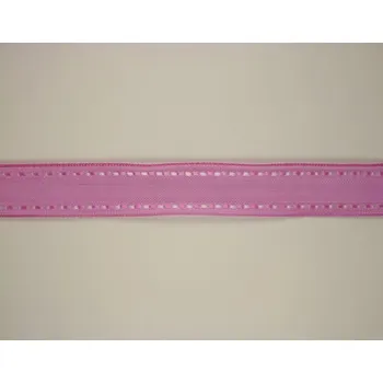 Stuha Plátnová stuha se vzorem a drátem, 25mm, růžová