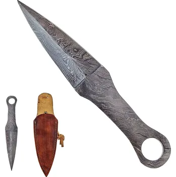 kapesní nůž Damaškový vrhací nůž "GENIN KUNAI" s koženým pouzdrem - II. jakost