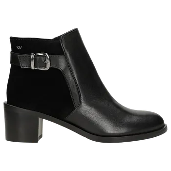 Dámské polobotky Černé Dámské Kotníčkové Boty Z Kombinovaných Kůží Wojas 5532771 39