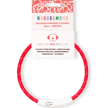 Obojek pro psa Huhubamboo LED svítící obojek z nylonu červený 45 cm