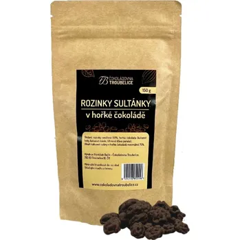 Čokoládovna Troubelice Rozinky v hořké čokoládě, 150g