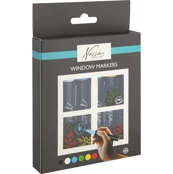 Grafix Křídové fixy na okna – sada 6 barev, oboustranný hrot