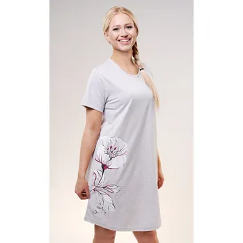 Dámská móda Vienetta Dámská noční košile s krátkým rukávem Nicolette - vyp Barva: Šedá, Velikost: XL