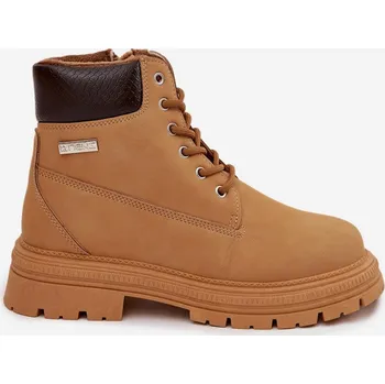 Dívčí sněhule Dámské zateplené trapery na zip Selinda – camel Velikost: 37