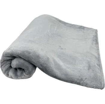 Přehoz na lůžko Mikroplyšová deka 180 x 200 cm basic - světle šedá