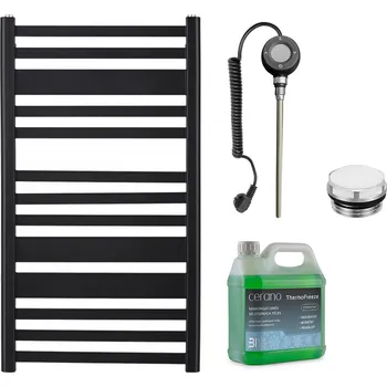 Radiátor CERANO - Koupelnový elektrický radiátorový set Enrico - WIFI - 300W - černá matná - 660x550 mm