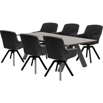 Zahradní nábytek Doppler NOVA PARIS otočné antracit – luxusní zahradní souprava 6+1