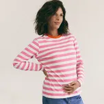 Reserved - Pruhované bavlněné tričko s dlouhým rukávem - svítivě růžová - 491IY-42P - 491IY-42P-L