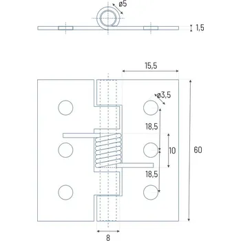 pant Samozavírací pant nerez 5 variant Barva: Nerez, velikost: 60mm