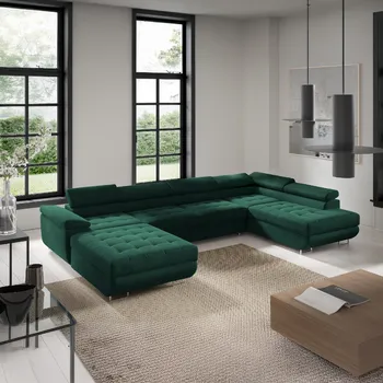 Sedací souprava Eka Rohová sedačka BEN U, 347 cm Barva látky: MONOLITH 37 (Smaragdově zelená)