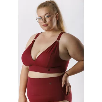 Dámská móda GoldBee Plavky Vrchní Díl Pro Velká Prsa Bordo Barva: Bordo, Velikost: 3XL
