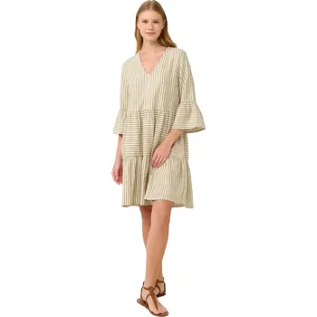 Dámské šaty Pruhované letní šaty Vamp s rozšířenými rukávy 22858 green oil velikost L