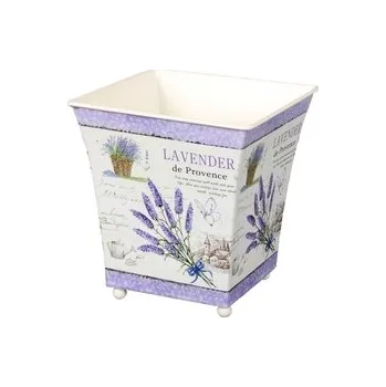 Obal na květináč Obal na květník LAVENDER DE PROVENCE plechový 14x14x15cm