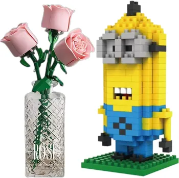 ostatní stavebnice Wise Hawk Valentýnský set - 3x Růže a Mimoň Kevin Barva růží:: Růžová