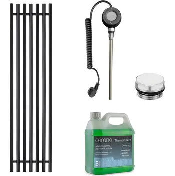 Radiátor CERANO - Koupelnový elektrický radiátorový set Valerio - WIFI - 900W - černá matná - 1560x390 mm