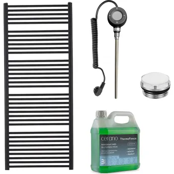 Radiátor CERANO - Koupelnový elektrický radiátorový set Alberto - WIFI - 900W - černá matná - 1660x650 mm