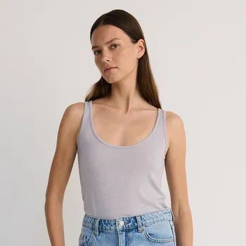 Dámské tričko Reserved - Top z lyocellu a vlny - světle šedá - 6745Y-09X - 6745Y-09X-L-7