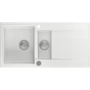 Nerezový dřez Sapho Granitový vestavný dřez s odkapem a vaničkou, 100x50cm, bílá
