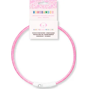 Obojek pro psa Huhubamboo LED svítící obojek z nylonu růžový 65 cm