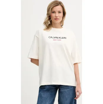 Pánská móda Bavlněné tričko Calvin Klein Jeans LV047E800G béžová 01X, vel. M
