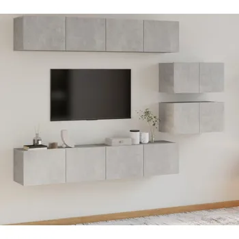 Obývací stěna vidaXL 6dílný set TV skříněk kompozitní dřevo [3114605] Barva: Betonová šedá