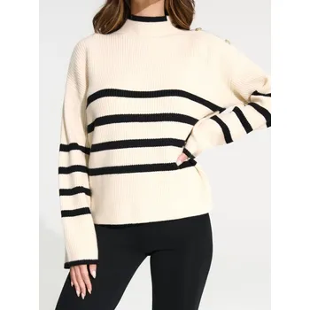 Dámský svetr Sinsay - Žebrovaný svetr s knoflíky na rameni - vícebarevná - 7518J-MLC - 7518J-MLC-XXS-1