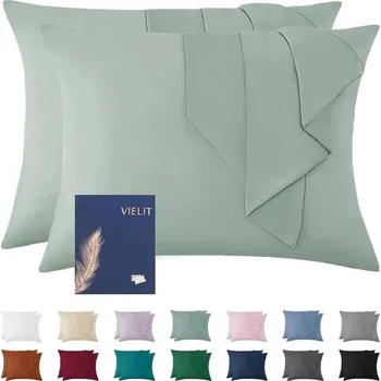 přikrývka Vielit povlak na polštář 70x90 šalvějově zelený měkký polštář 70x90 2 kusy v balení povlak na
