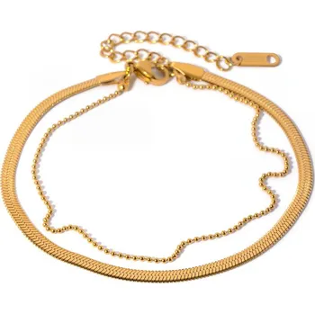 Náramek ELENYS Balance Duo – pozlacený náramek na nohu 18K žluté zlato Délka náramku: 19+6 cm / max. 25 cm