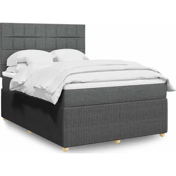 Postel vidaXL Box spring postel s matrací 160x200 cm textil [3294407] Barva: Tmavě šedá