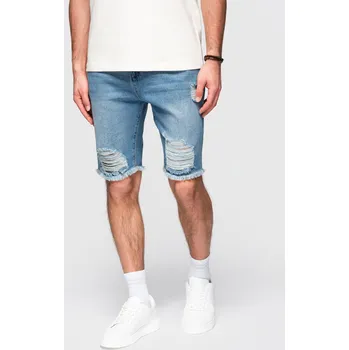 Pánské kraťasy Pánské džínové kraťasy s dírami a trhlinami - modré V3 OM-SRDS-0157 - XXL