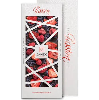Čokoláda 72% hořká čokoláda Passion s jahodami, malinami a fialkou