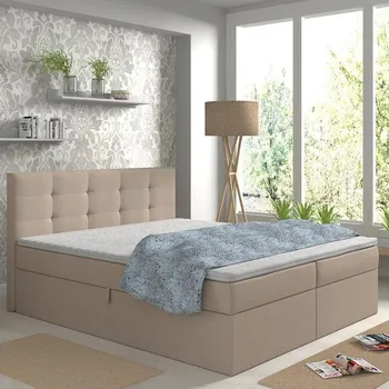 Postel Čalouněná postel s matracemi a topp. s úložn. prostorem EMBER 160x200 cm béžová