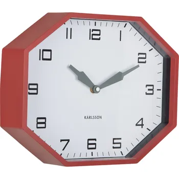 Hodiny Karlsson, Nástěnné hodiny Modern Factory osmiúhelníkové, červené - Formadore