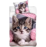 Povlečení Koťátko s klubíčky růžová jednolůžko 140x200 + 70x90 cm 140 x 200 cm 70 x 90 cm