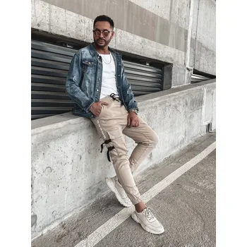 Pánská móda Béžové pánské jogger kapsáče Bolf 6685 - 2XL