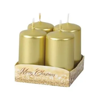 Svíčka Svíčky zlaté metalické 4 x 8 cm - 4 ks