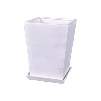 Obal na květináč Nohel Garden Květník KUPKA SQUARE WHITE+podmiska keramický mat 20x20x28cm