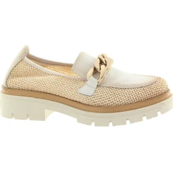 Oblečení a móda HISPANITAS Dámské bílé kožené mokasíny se sisalem HV221782-PANNA-245 Velikost 40